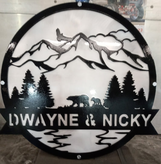 Personalized Sign with Mountain Design