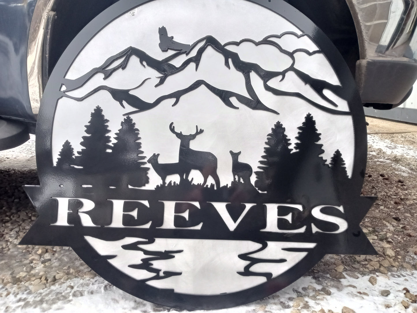 Personalized Sign with Mountain Design