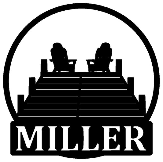 Personalized Sign with Dock and Lawn Chair Design