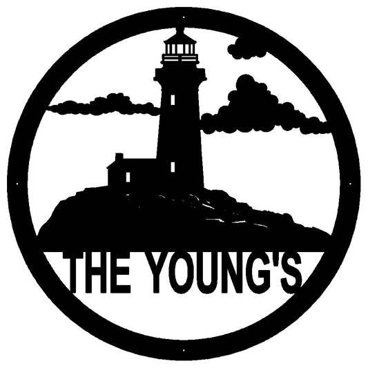 Personalized Sign with Lighthouse Design