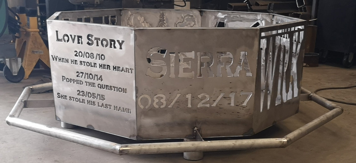 8 Sided Octagon Fire Pit, 32" with Base and Feet