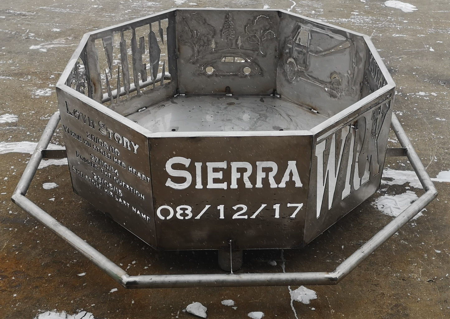 8 Sided Octagon Fire Pit, 32" with Base and Feet