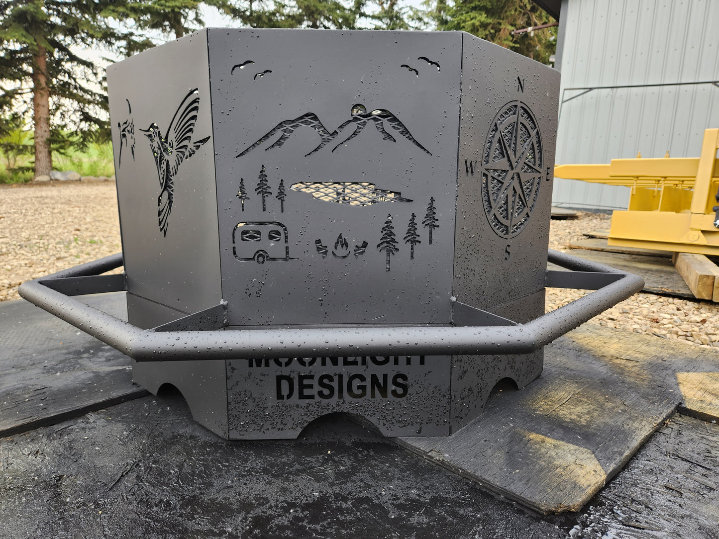 8 Sided Octagon Fire Pit, 32" with Base and Feet