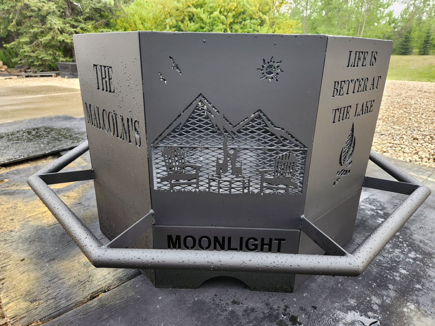 8 Sided Octagon Fire Pit, 32" with Base and Feet