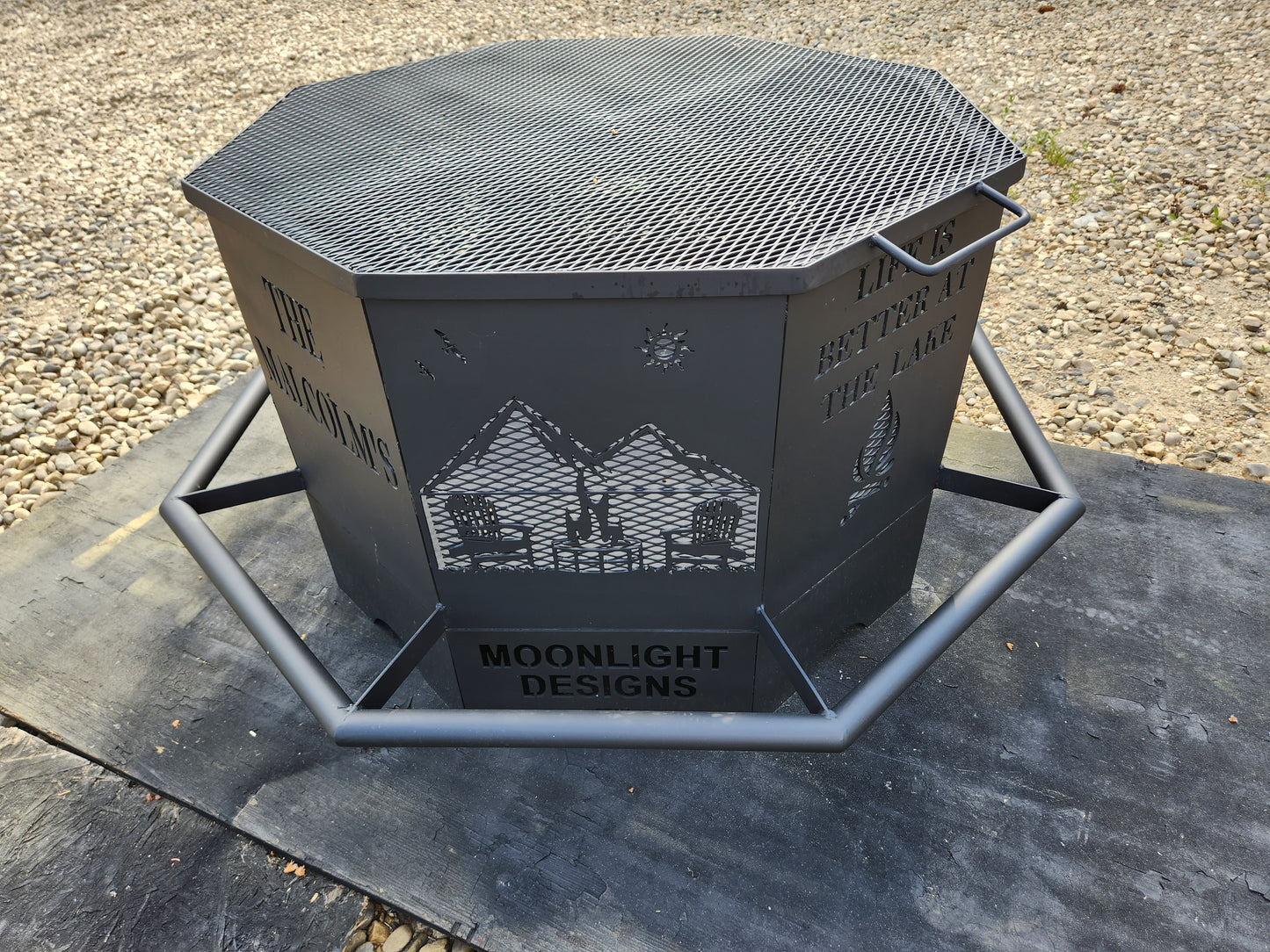 8 Sided Octagon Fire Pit, 32" with Base and Feet