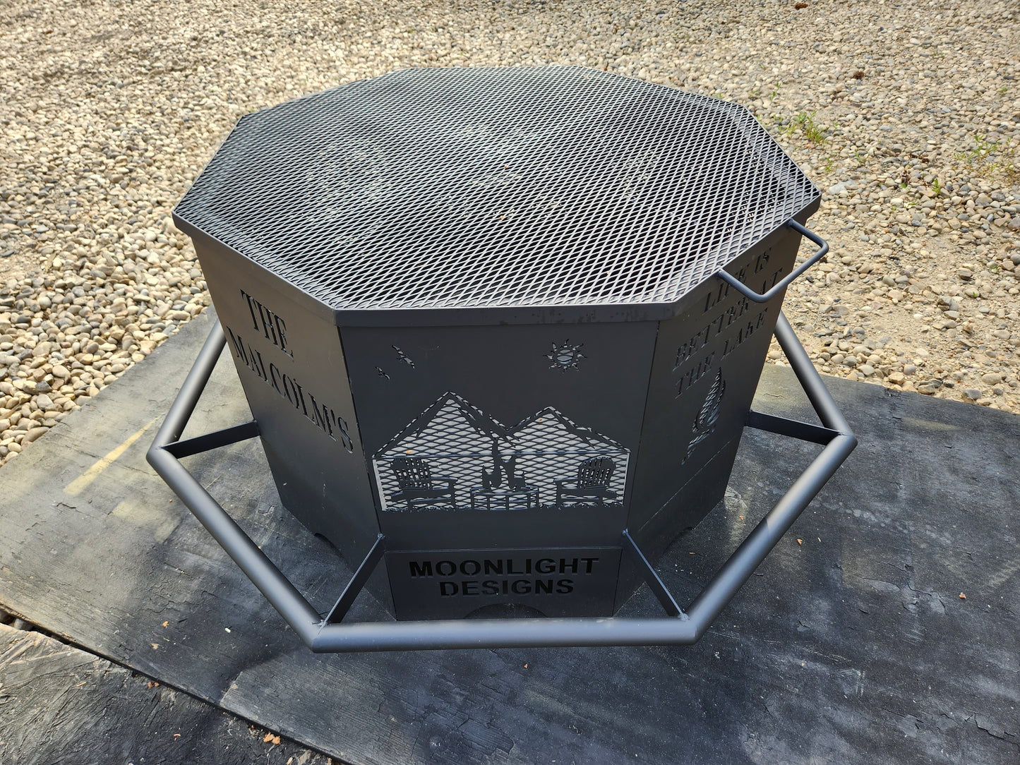 8 Sided Octagon Fire Pit, 36" with Base and Feet