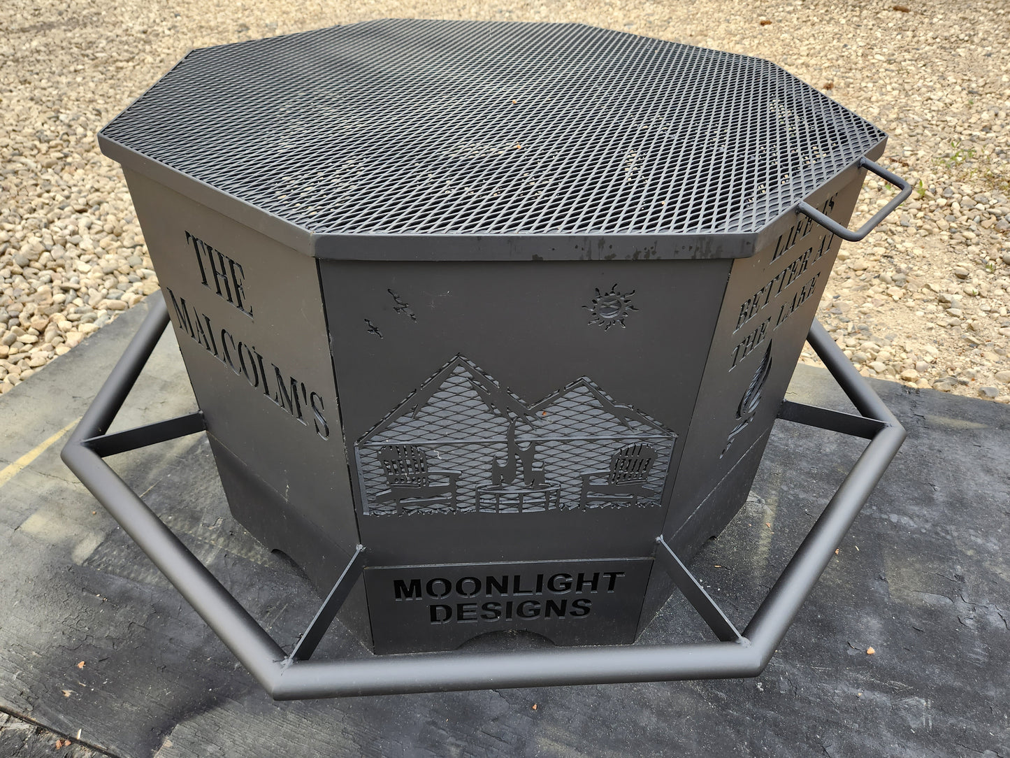 8 Sided Octagon Fire Pit, 32" with Base and Feet