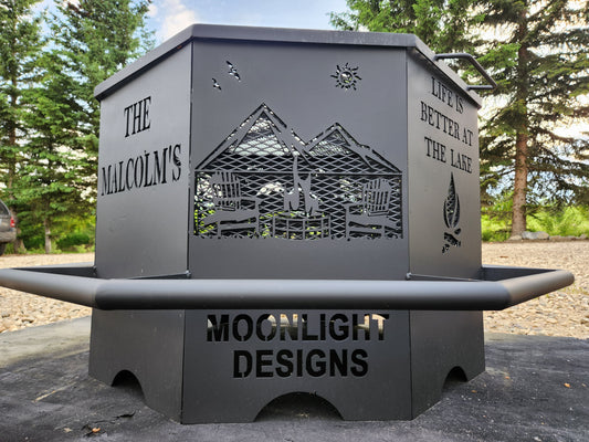 8 Sided Octagon Fire Pit, 32" with Base and Feet