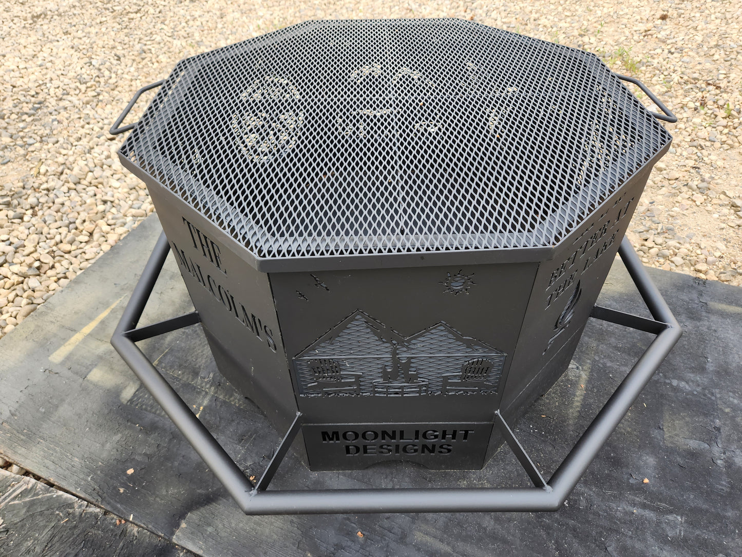 8 Sided Octagon Fire Pit, 48" with Base and Feet