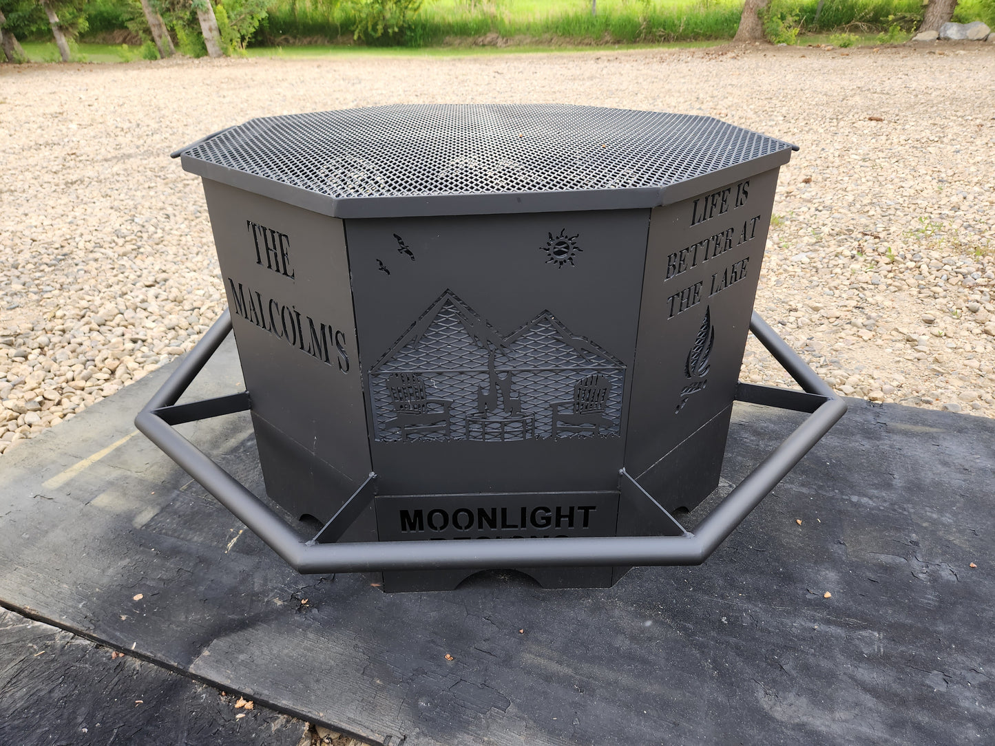 8 Sided Octagon Fire Pit, 32" with Base and Feet