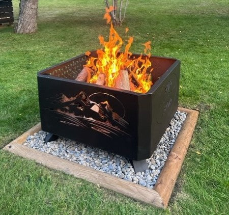 4 Sided Fire Pit with Chamfered Corners, 32"x 32"